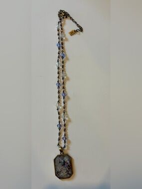 Vintage AK Marked Beaded Pendant Necklace